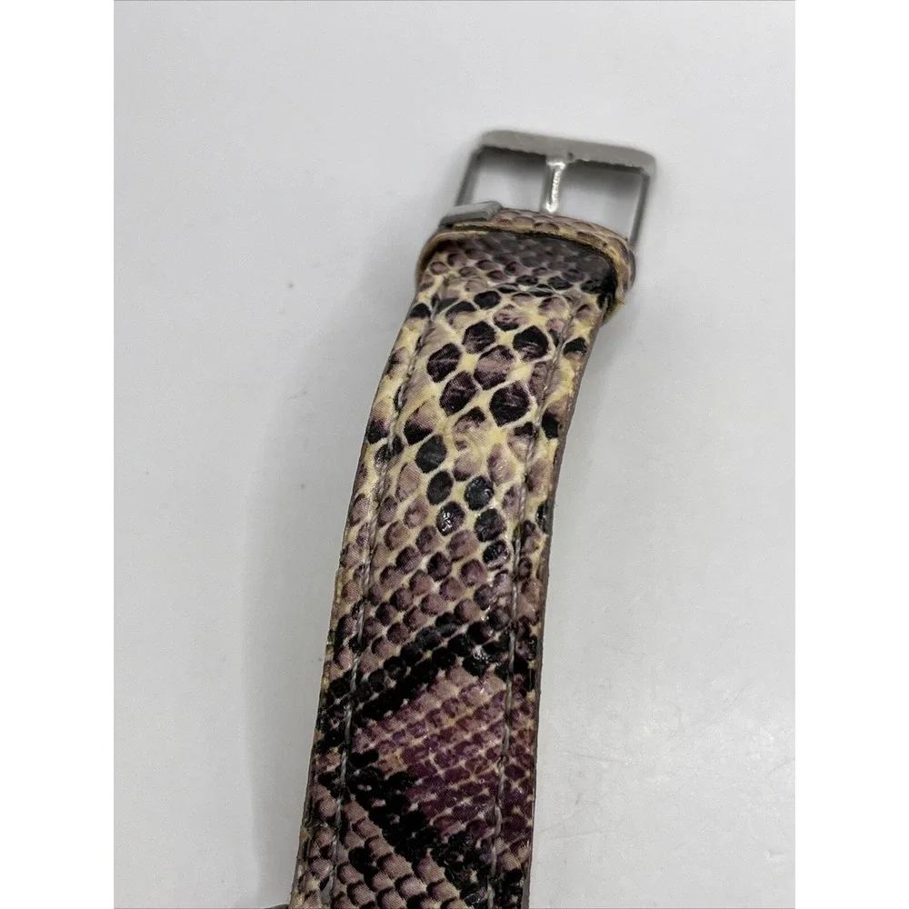 Truce Women's Quartz Watch Faux Snake Skin Band Crystal Bezel-‎ New Battery